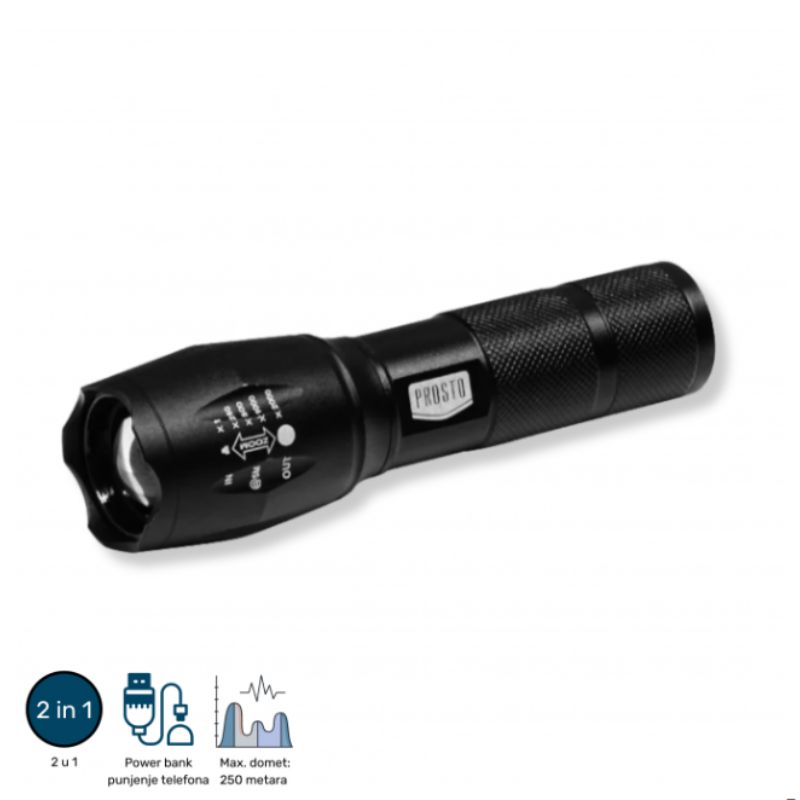  Baterijska 2u1 LED Lampa, punjiva T6 10W 1800mAh 